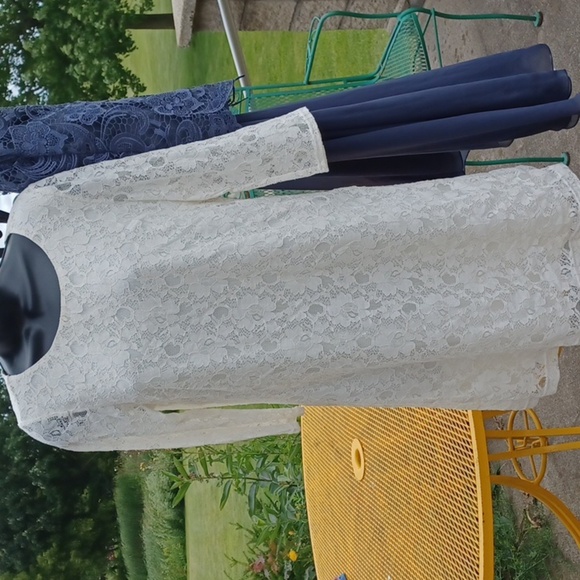 GAP Lace 3/4 Sleeve Dress, cream, side zip, sz 10 - Picture 1 of 9